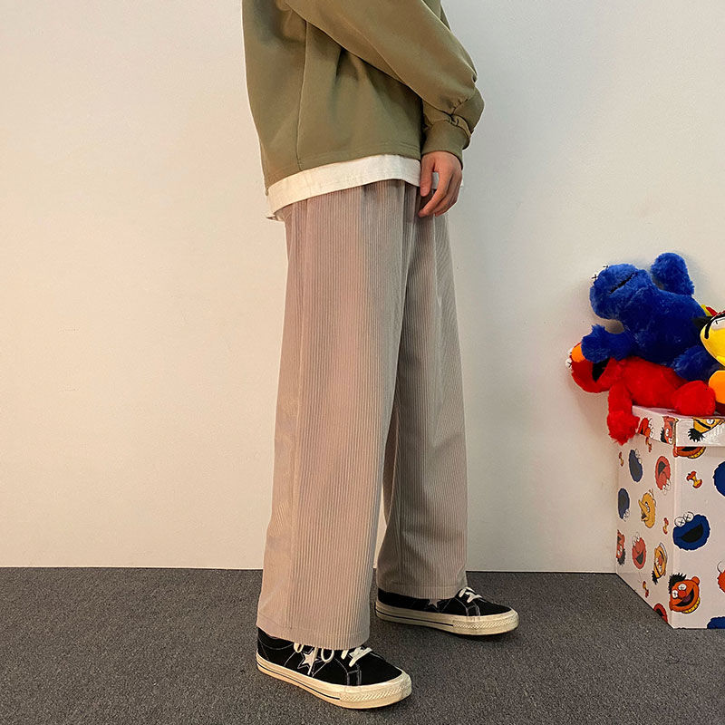 Autumn Corduroy Pants Men's Fashion Retro Casual Wide-leg Pants Men Streetwear Wild Loose Hip-hop Straight Trousers Mens M-5XL aidase-shop