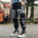 Aidase Joggers Cargo Pants for Men Casual Hip Hop Hit Color Pocket Male Trousers Sweatpants Streetwear Ribbons Techwear Pants aidase-shop