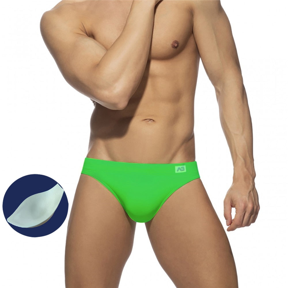 Aidase  Men's Swimming Trunks Low Waist Bikini Panties Sexy Nylon Solid Color Swimsuit Quick-Drying Push Pad Shorts Beach Swimming Surf aidase-shop