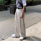 Wide Pants Men Harajuku Solid Color Black White Casual Pants Korean Fashion Streetwear Straight Trousers Techwear Clothes