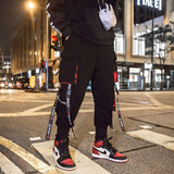 Aidase Joggers Cargo Pants for Men Casual Hip Hop Hit Color Pocket Male Trousers Sweatpants Streetwear Ribbons Techwear Pants aidase-shop