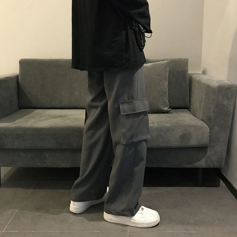 Aidase Casual Pants Plus Size 3XL Baggy Side Pocket Mopping Unisex Couples Mens Cargo Pant Solid Simple Harajuku Streetwear Men Fashion aidase-shop