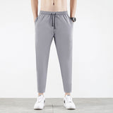 Korean Ice Silk Men'S Summer Thin Fashion Brand Loose And Versatile Quick Dry Casual Pants 9-Point Sports Trousers Boy aidase-shop