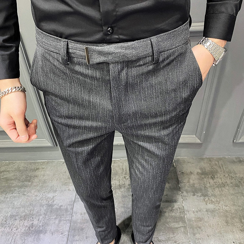 Pantalones Hombre Spring Summer New Pants Men Korean Slim Fit Men Casual Pants Streetwear Man Trousers Men Black Gray 28-42 aidase-shop