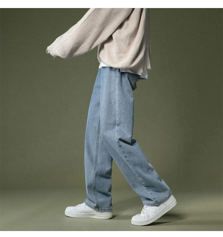 Korean Wide-leg Jeans Men's Fashion Retro Casual Jeans Men Streetwear Autumn Wild Loose Hip-hop Straight Denim Pants Mens M-2XL aidase-shop