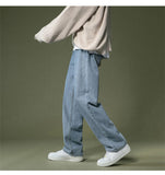 Korean Wide-leg Jeans Men's Fashion Retro Casual Jeans Men Streetwear Autumn Wild Loose Hip-hop Straight Denim Pants Mens M-2XL aidase-shop