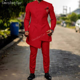 Aidase Suits for Men Groom Tuxedo  Indian Wedding Wear Casual Man Blazer Men Burgundy Suit Slim Wedding Suits (Jacket+Pants) aidase-shop