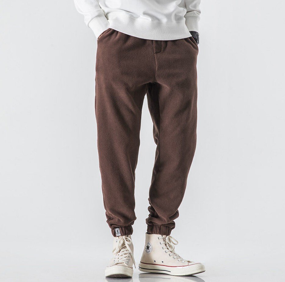 Aidase Men Fleece Pants Loose Autumn Winter Casual Jogging Pants Outdoor Sportwear Sweatpants Tie Feet Elastic Waist Mens Trousers aidase-shop
