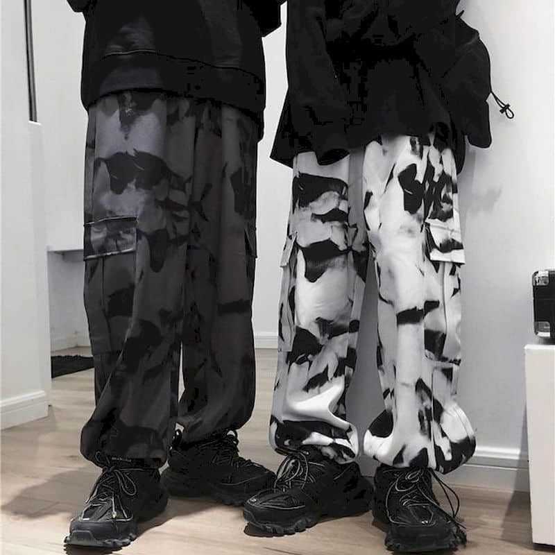 Wide leg pants men women Korean Harajuku high street retro tie-dye Cargo Pants loose hip-hop casual lovers trousers punk bottoms aidase-shop