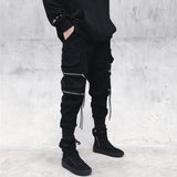 Aidase Joggers Cargo Pants for Men Casual Hip Hop Hit Color Pocket Male Trousers Sweatpants Streetwear Ribbons Techwear Pants aidase-shop