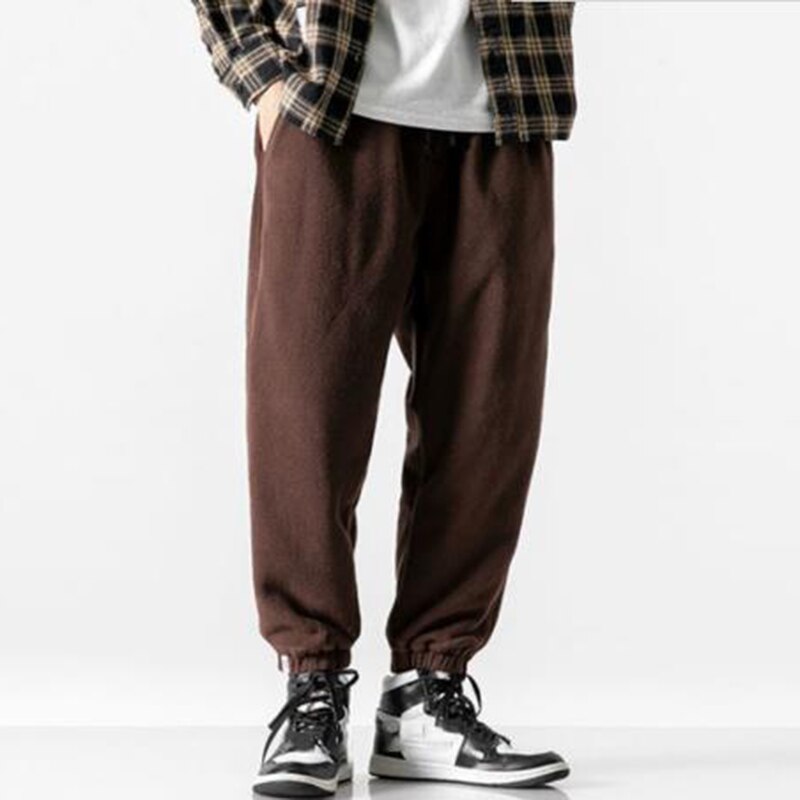 Aidase Men Fleece Pants Loose Autumn Winter Casual Jogging Pants Outdoor Sportwear Sweatpants Tie Feet Elastic Waist Mens Trousers aidase-shop