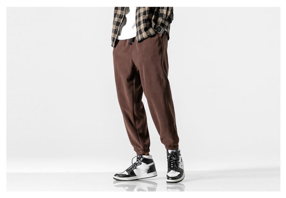 Aidase Winter Harlan Pants Men Fleece Thicken Casual Loose Solid Color Drawstring Korean Men Sweatpants 2021 Fashion Hip Hop Streetwear aidase-shop