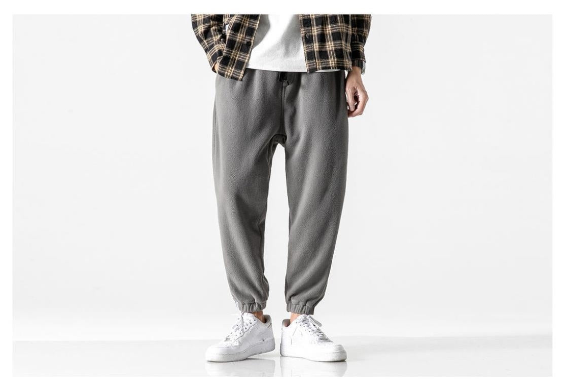 Aidase Winter Harlan Pants Men Fleece Thicken Casual Loose Solid Color Drawstring Korean Men Sweatpants 2021 Fashion Hip Hop Streetwear aidase-shop