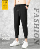 Korean Ice Silk Men'S Summer Thin Fashion Brand Loose And Versatile Quick Dry Casual Pants 9-Point Sports Trousers Boy aidase-shop