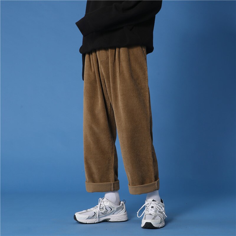 Autumn/winter Corduroy Pants Men's Fashion Casual Pants Men Streetwear Loose Hip-hop Straight Wide-leg Pants Mens Trousers M-3XL aidase-shop