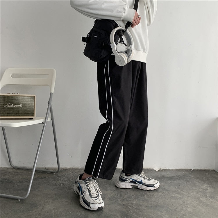 Summer Thin Casual Pants Men Fashion Solid Color Drawstring Joggers Pants Men Streetwear Loose Hip Hop Trousers Mens M-2XL aidase-shop