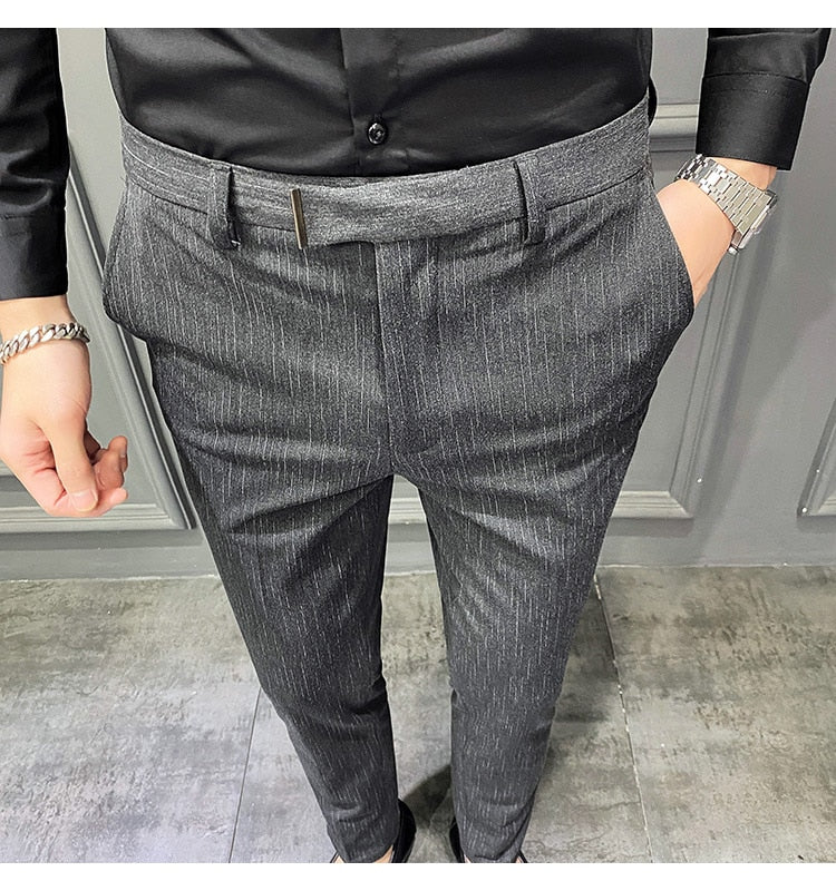 Pantalones Hombre Spring Summer New Pants Men Korean Slim Fit Men Casual Pants Streetwear Man Trousers Men Black Gray 28-42 aidase-shop