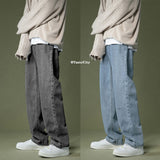 Korean Wide-leg Jeans Men's Fashion Retro Casual Jeans Men Streetwear Autumn Wild Loose Hip-hop Straight Denim Pants Mens M-2XL