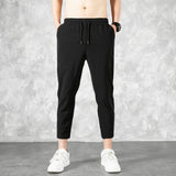 Korean Ice Silk Men'S Summer Thin Fashion Brand Loose And Versatile Quick Dry Casual Pants 9-Point Sports Trousers Boy aidase-shop