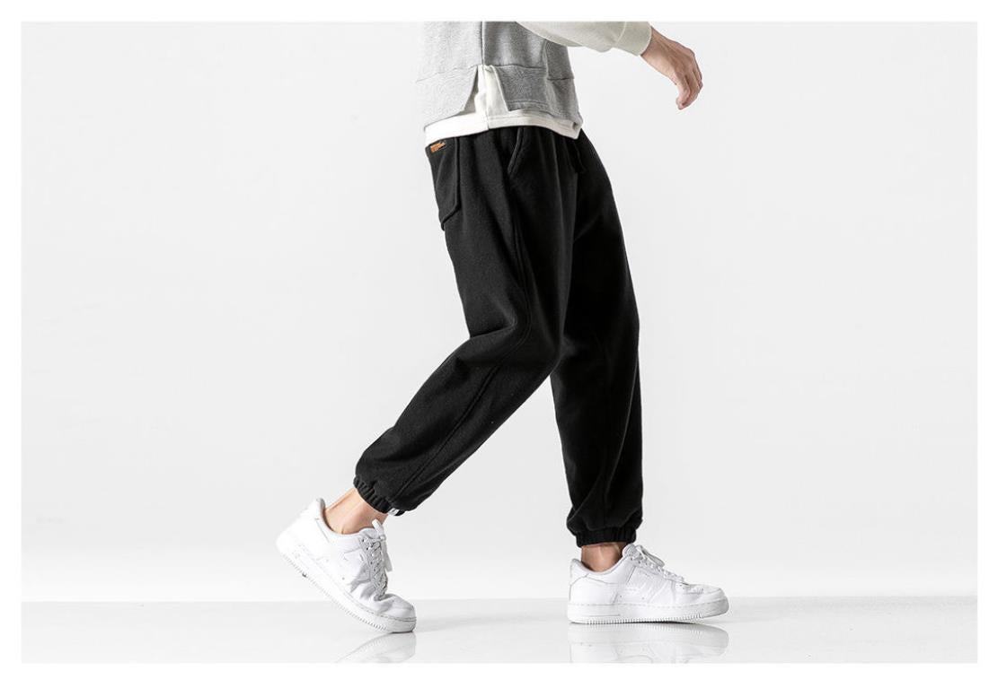 Aidase Winter Harlan Pants Men Fleece Thicken Casual Loose Solid Color Drawstring Korean Men Sweatpants 2021 Fashion Hip Hop Streetwear aidase-shop