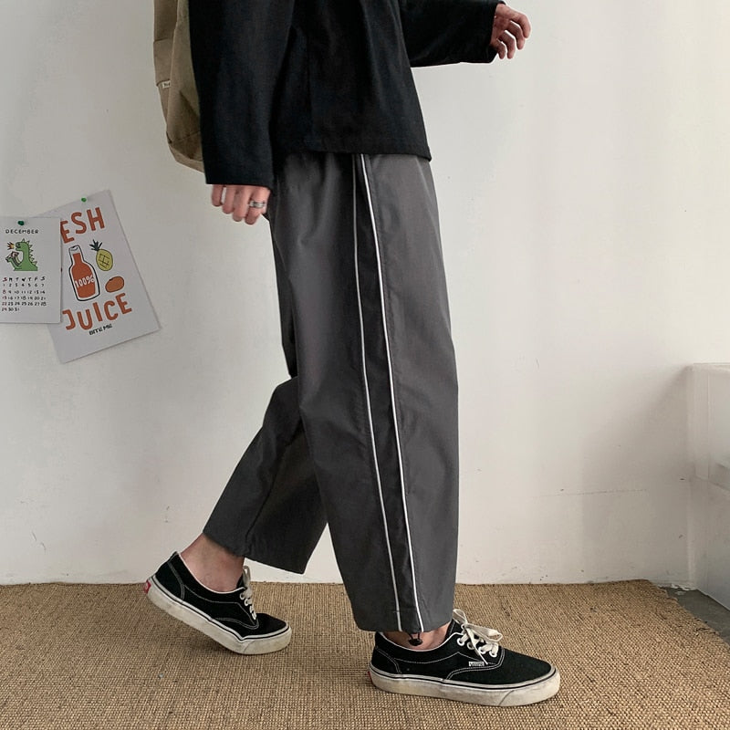 Summer Thin Casual Pants Men Fashion Solid Color Drawstring Joggers Pants Men Streetwear Loose Hip Hop Trousers Mens M-2XL aidase-shop