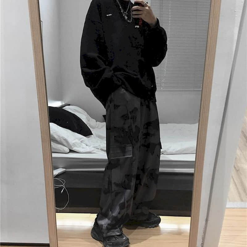 Wide leg pants men women Korean Harajuku high street retro tie-dye Cargo Pants loose hip-hop casual lovers trousers punk bottoms aidase-shop