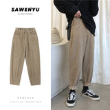Khaki/Black Corduroy Pants Men Fashion Solid Color Retro Casual Straight Pants Men Streetwear Harem Pants Mens Trousers M-3XL