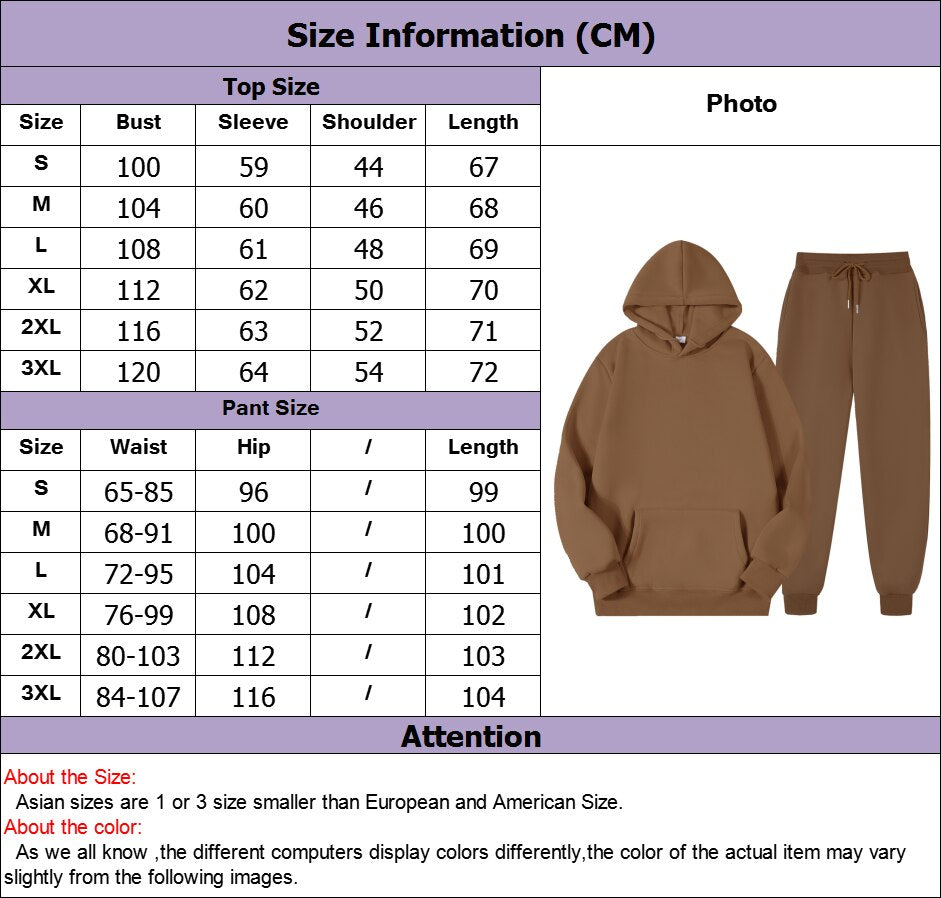 Aidase Men Women Casual Sweatshirt Suit Autumn Winter Solid Color Pullover and Long Pant 2-piece Set Men Slim Fleece Jogger Sports Suit aidase-shop