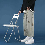 cargo pants men Summer Hong Kong-style graffiti straight loose oversized casual pant all-match fashion cool male trousers aidase-shop