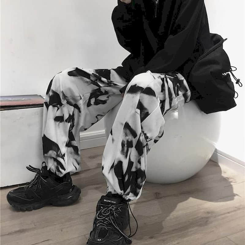 Wide leg pants men women Korean Harajuku high street retro tie-dye Cargo Pants loose hip-hop casual lovers trousers punk bottoms aidase-shop
