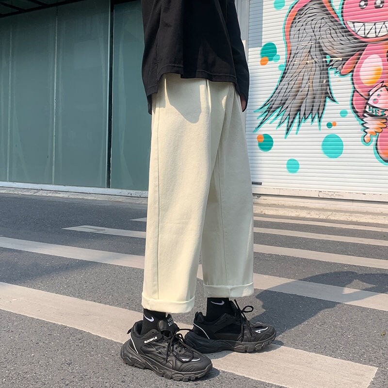Cotton Wide-leg Jeans Men's Fashion Casual Solid Color Retro Jeans Men Streetwear Loose Hip-hop Straight Denim Pants Mens M-2XL aidase-shop