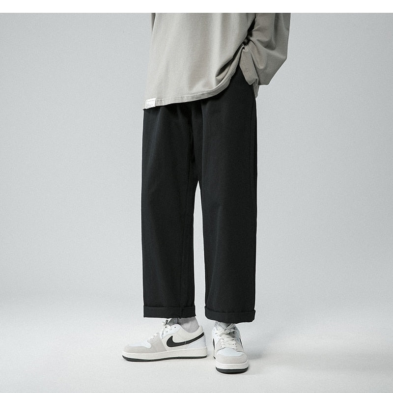 Legible Men's Pants Retro Ankle Length Casual Cotton Pant Male Elastic Waist Loose Pant Man aidase-shop