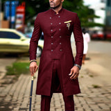 Aidase Suits for Men Groom Tuxedo  Indian Wedding Wear Casual Man Blazer Men Burgundy Suit Slim Wedding Suits (Jacket+Pants) aidase-shop