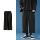 Wide leg casual pants loose men and women Japanese retro autumn wild straight overalls trousers aidase-shop