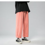 Legible Men's Pants Retro Ankle Length Casual Cotton Pant Male Elastic Waist Loose Pant Man aidase-shop