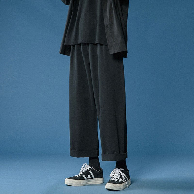 Wide leg casual pants loose men and women Japanese retro autumn wild straight overalls trousers aidase-shop
