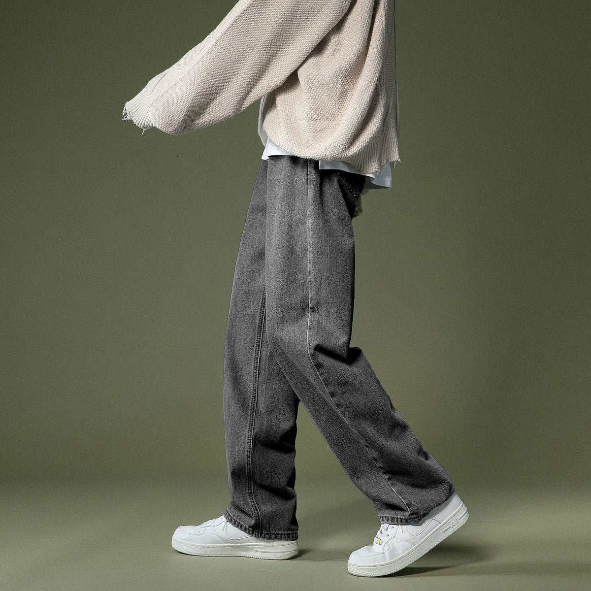 Korean Wide-leg Jeans Men's Fashion Retro Casual Jeans Men Streetwear Autumn Wild Loose Hip-hop Straight Denim Pants Mens M-2XL aidase-shop