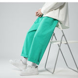 Legible Men's Pants Retro Ankle Length Casual Cotton Pant Male Elastic Waist Loose Pant Man aidase-shop