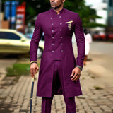 Aidase Suits for Men Groom Tuxedo  Indian Wedding Wear Casual Man Blazer Men Burgundy Suit Slim Wedding Suits (Jacket+Pants) aidase-shop