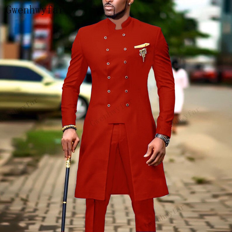 Aidase Suits for Men Groom Tuxedo  Indian Wedding Wear Casual Man Blazer Men Burgundy Suit Slim Wedding Suits (Jacket+Pants) aidase-shop