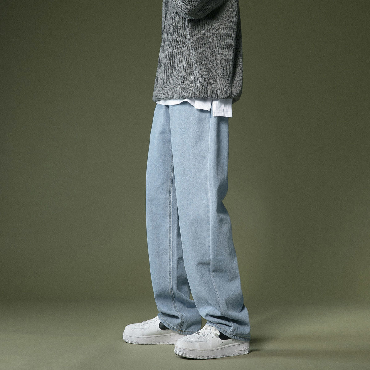 Korean Wide-leg Jeans Men's Fashion Retro Casual Jeans Men Streetwear Autumn Wild Loose Hip-hop Straight Denim Pants Mens M-2XL aidase-shop