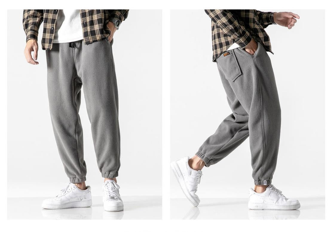 Aidase Winter Harlan Pants Men Fleece Thicken Casual Loose Solid Color Drawstring Korean Men Sweatpants 2021 Fashion Hip Hop Streetwear aidase-shop