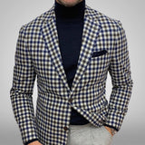 Aidase Plaid Slim Casual Single-Breasted Men's Leisure Blazer Casual Bussiness Style Gold Velvet Blazer High Quality Fit Jacket