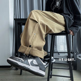 Solid Color Wide Leg Pants Mens Oversized Casual Fashion Streetwear Vintage Male Cargo Pants Straight Loose Trousers