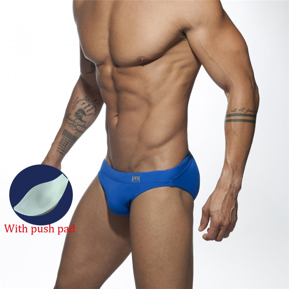 Aidase  Men's Swimming Trunks Low Waist Bikini Panties Sexy Nylon Solid Color Swimsuit Quick-Drying Push Pad Shorts Beach Swimming Surf aidase-shop