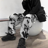 Wide leg pants men women Korean Harajuku high street retro tie-dye Cargo Pants loose hip-hop casual lovers trousers punk bottoms aidase-shop