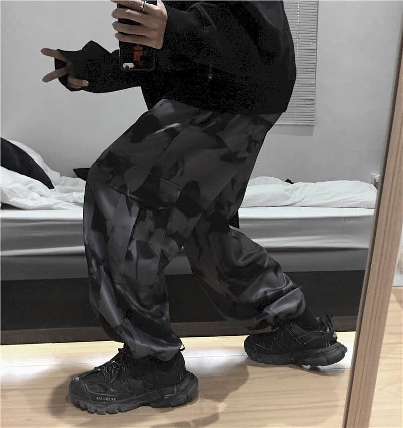 Wide leg pants men women Korean Harajuku high street retro tie-dye Cargo Pants loose hip-hop casual lovers trousers punk bottoms aidase-shop