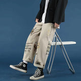 cargo pants men Summer Hong Kong-style graffiti straight loose oversized casual pant all-match fashion cool male trousers aidase-shop