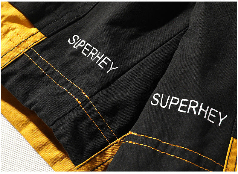 Aidase  2022 Summer Cargo Shorts With Pockets Cotton Streetwear Casual Men's Shorts Ribbons Bermuda Short Pants Men шорты мужские aidase-shop