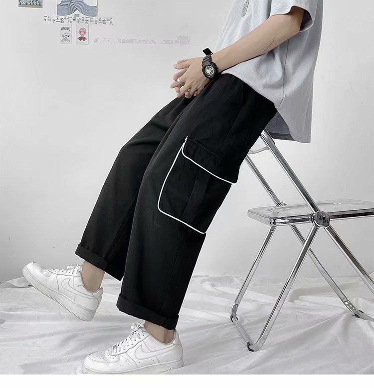 Spring Summer Wide-leg Straight Pants Men's Fashion Casual Korean Trousers Men Streetwear Loose Hip-hop Oversize Trousers S-4XL aidase-shop